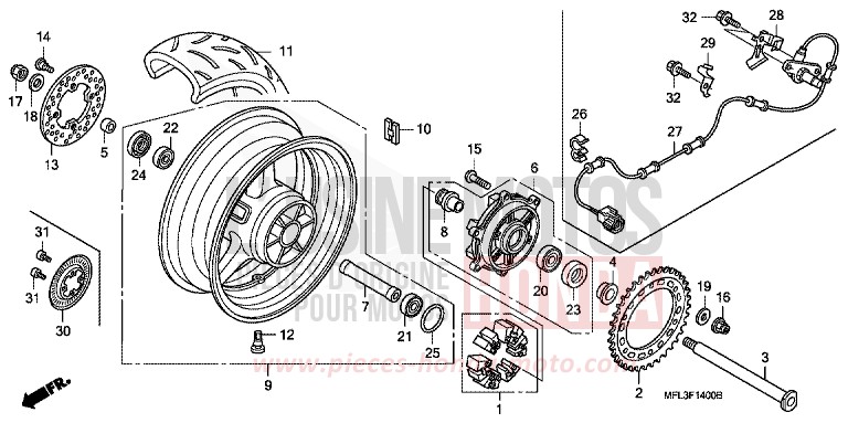 REAR WHEEL for CBR1000RR Fireblade PEARL SUNBEAM WHITE (NHA66) from 2008